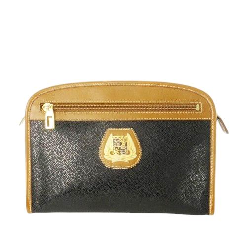 ランセル LANCEL セカンドバッグ クラッチバッグ レザー 革 エンブレムロゴ 配色 グレー /...