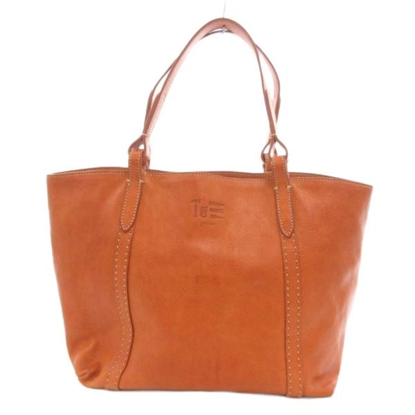 ゲンテン genten トートバッグ ロゴ型押し レザー ポーチ付き オレンジ /JS ■GY11 ...