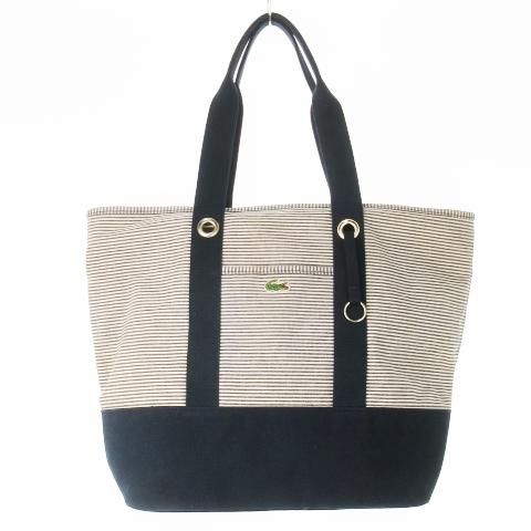 ラコステ LACOSTE トートバッグ ビーチバッグ キャンバス 帆布 ビッグサイズ 切替 ワニロゴ...