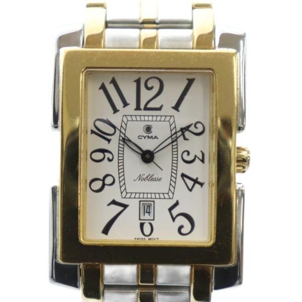 シーマ CYMA CM525-1A 腕時計 ウォッチ クォーツ 白文字盤 スクエア カレンダー付き ...