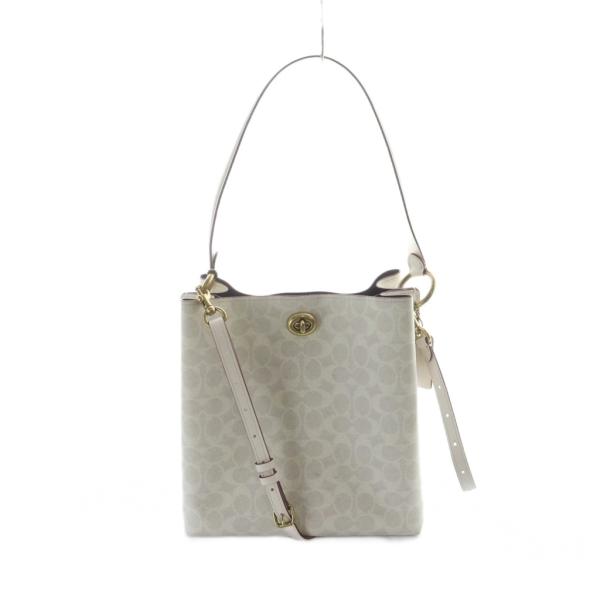 コーチ COACH ハンド ショルダーバッグ 2WAY PVC レザー ロゴ シグネチャー 白 ホワ...