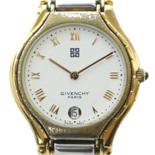 ジバンシィ GIVENCHY 腕時計 ウォッチ クォーツ 白文字盤 ロゴ カレンダー付き デイト シ...