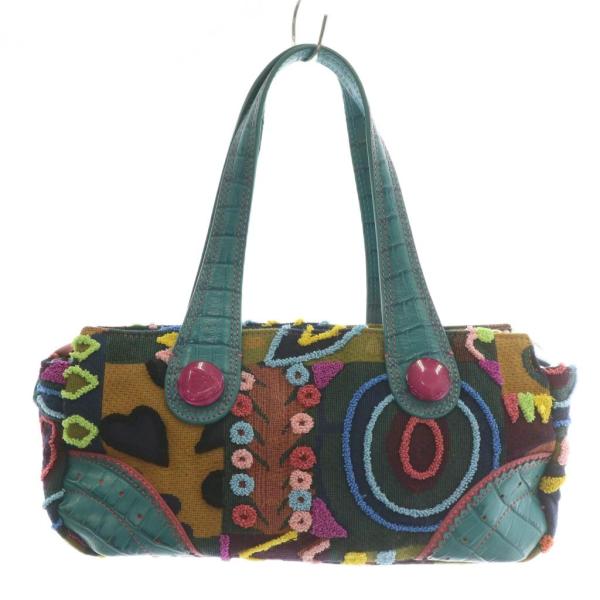 シンクビー! Think Bee ハンドバッグ ゴブラン織り スパンコール 刺繍 総柄 マルチカラー...