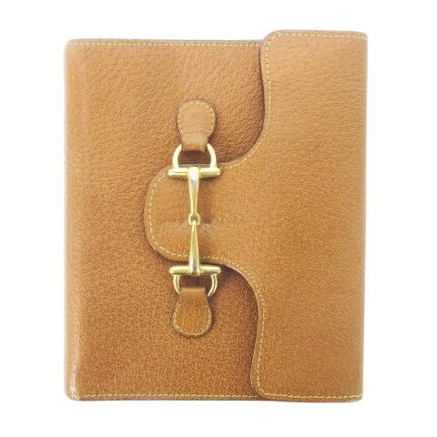 グッチ GUCCI ステーショナリー システム手帳カバー レザー 革 ビット ワンポイント 6リング...