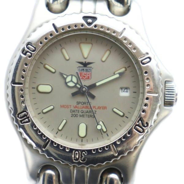 エルジン ELGIN  FK-376-A 腕時計 ウォッチ クォーツ カレンダー付き ロゴ シルバー...