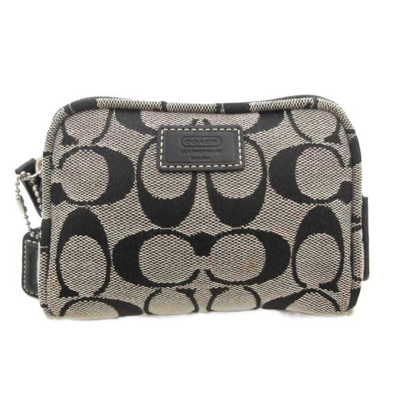 コーチ COACH シグネチャー ミニポーチ キャンバス ロゴ 黒 ブラック /GV ■GY11 レ...
