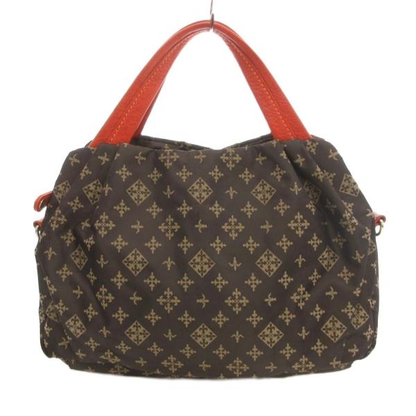 ラシット RUSSET ハンドバッグ ショルダー 2WAY ナイロン レザーハンドル ブラウン 総柄...