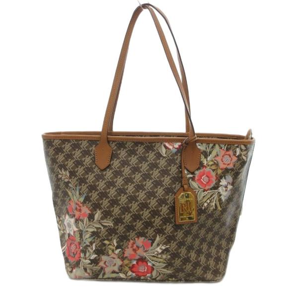 ローレンラルフローレン LAUREN RALPH LAUREN トートバッグ 花柄 PVC 総柄 茶...