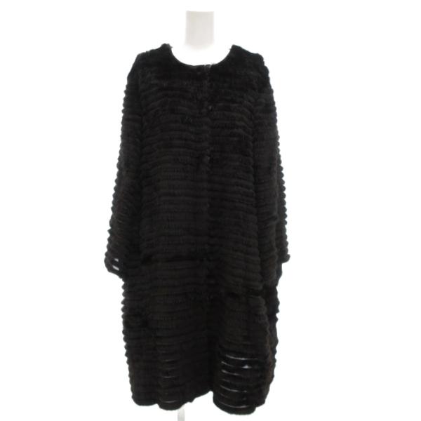 パシオーネ PASSIONE ミンクファーコート 毛皮 ロング ノーカラー 茶 ブラウン /GV ■...