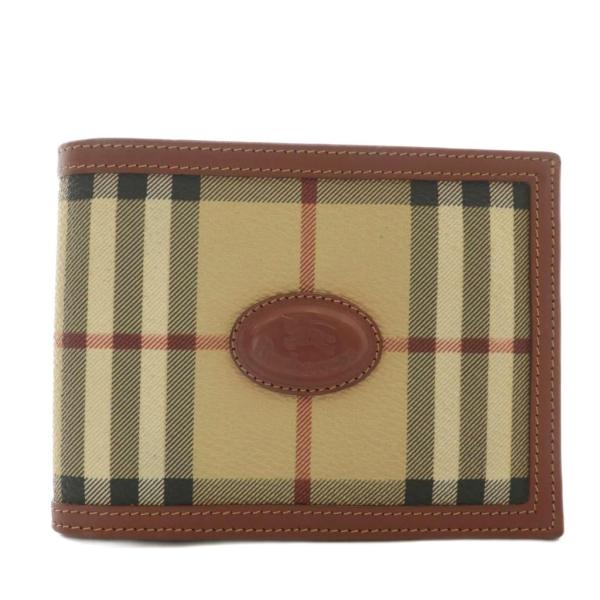 バーバリーズ Burberrys 財布 お札入れ 二つ折り PVC レザー ノバチェック 総柄 ロゴ...