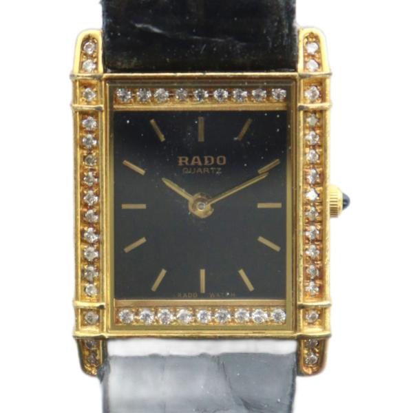 ラドー RADO 179.9535.2 腕時計 ウォッチ クォーツ スクエア 黒文字盤 ラインストー...