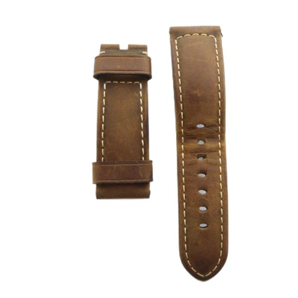 パネライ PANERAI ルミノール 腕時計用 替えベルト ロゴ レザー ステッチ 茶 ブラウン ■...