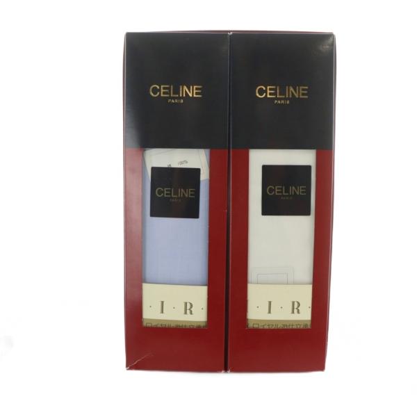 未使用品 セリーヌ CELINE シャツ用生地 ロゴ 綿 白 ホワイト 青 ブルー ■GY11 /M...