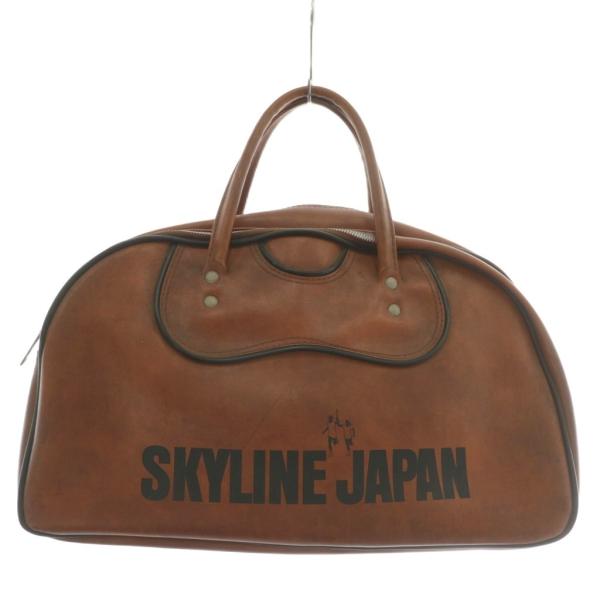日産 スカイラインジャパン SKYLINE JAPAN ボストンバッグ ハンド レザー ロゴ 茶色 ...
