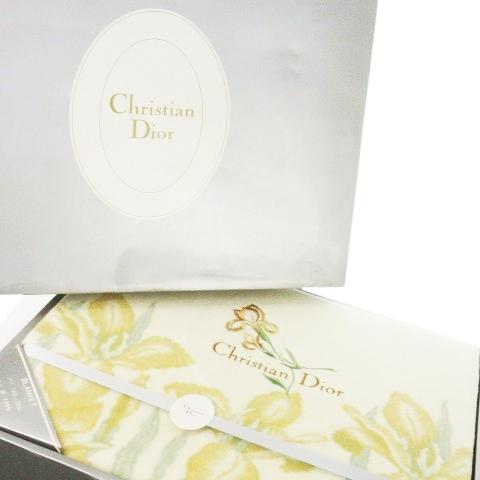 未使用品 クリスチャンディオール Christian Dior ブランケット 綿毛布 シングル ロゴ...