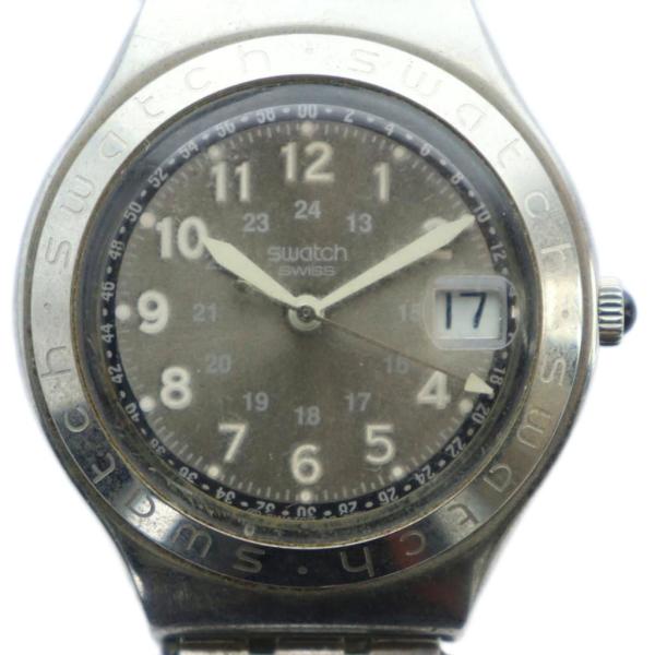 スウォッチ SWATCH ジャンク品 腕時計 ウォッチ クォーツ カレンダー付き ロゴ シルバー色 ...