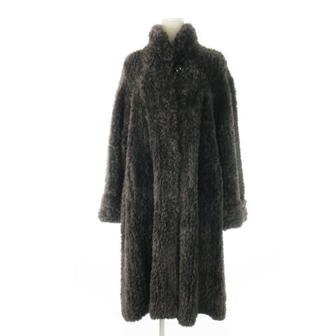 M.T.BEAUTY ファーコート ビーバーファー 毛皮 ロング丈 スタンドカラー F チャコール ...