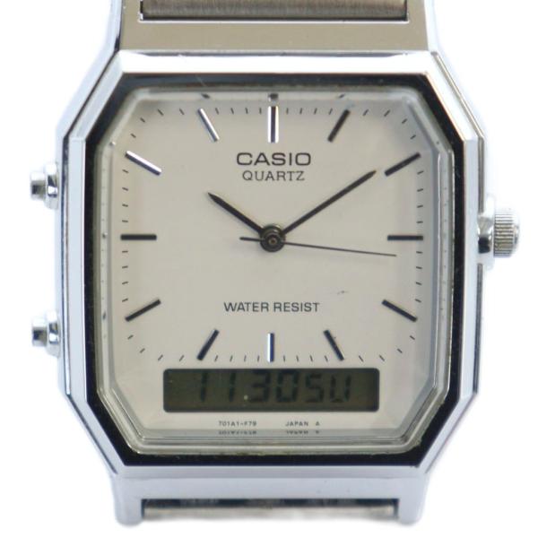 カシオ CASIO AQ-315 腕時計 ウォッチ クォーツ アナデジ ロゴ シルバー色 ■GY18...