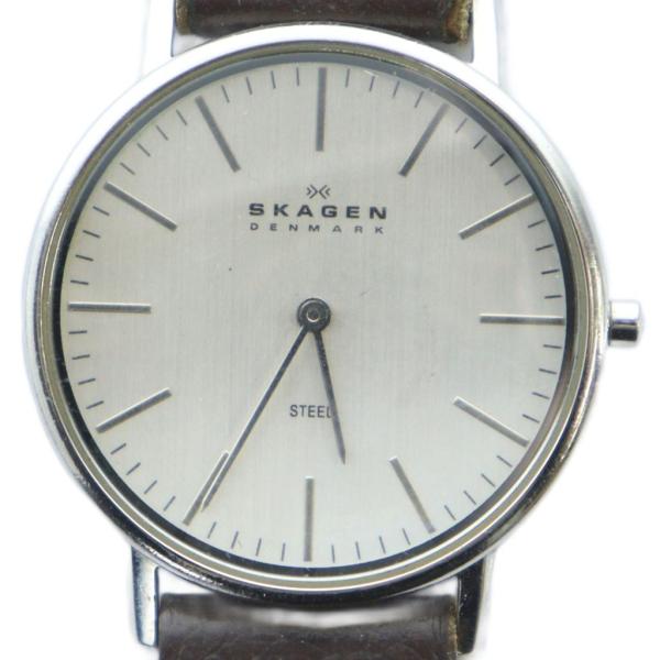 スカーゲン SKAGEN ジャンク品 18LSLC 腕時計 ウォッチ クォーツ レザーベルト ロゴ ...