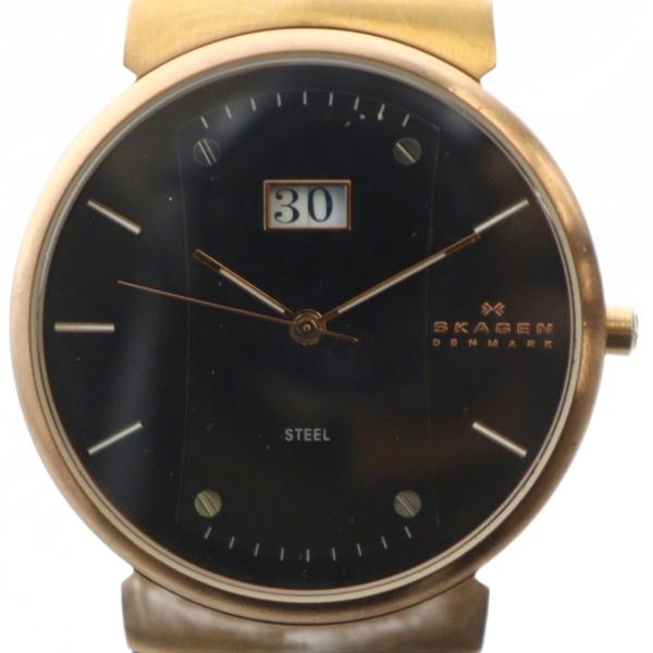 スカーゲン SKAGEN 697XLRLB 腕時計 ウォッチ クォーツ カレンダー付き 黒文字盤 レ...