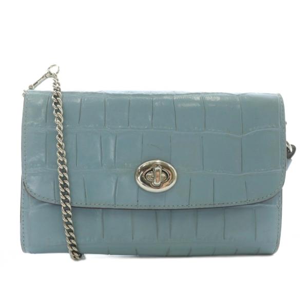 コーチ COACH ショルダーバッグ ショルダーウォレット レザー クロコ型押し チェーン ターンロ...