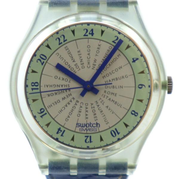 スウォッチ SWATCH 腕時計 ウォッチ クォーツ ラウンド レザーベルト クリア ■GY18 /...