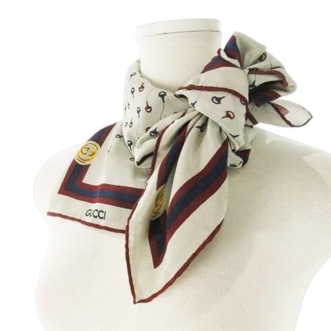 グッチ GUCCI 70s ヴィンテージ スカーフ シルク 絹 インターロッキング シェリーライン ...