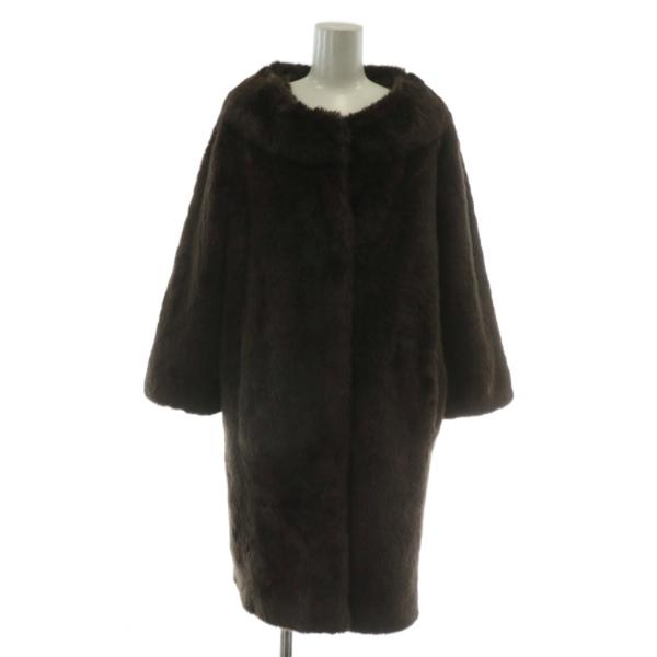 ナノユニバース nano universe ファーコート アウター フェイクファー ノーカラー ロン...