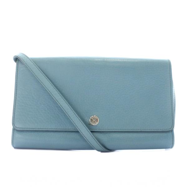 ヒロフ HIROFU ウォレットショルダーバッグ クラッチバッグ 2WAY レザー ロゴ シルバー金...