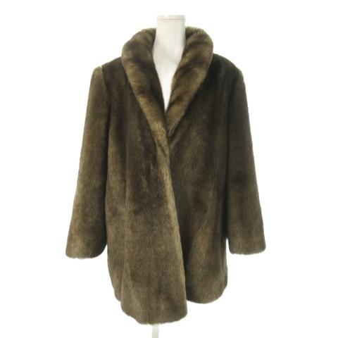 RAMROLL by OKAHASHI ファーコート ミドル丈 ショールカラー フェイクファー 大き...