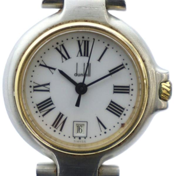 ダンヒル dunhill ジャンク品 腕時計 ウォッチ クォーツ カレンダー付き ローマン 白文字盤...