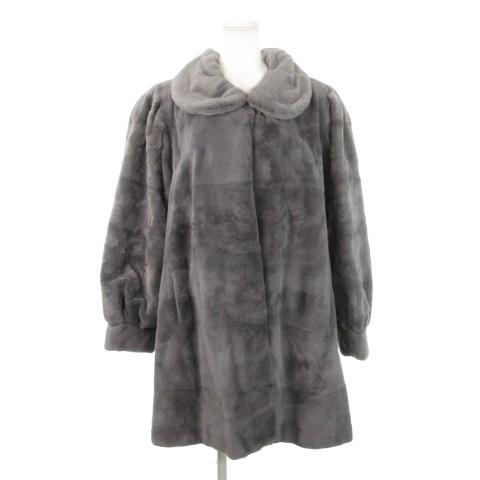 エンバ EMBA ファーコート シェアードミンク 毛皮 染毛 ミドル丈 M グレー /MN15 ■G...
