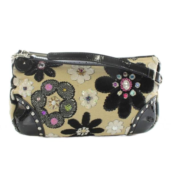 シンクビー! Think Bee ショルダーバッグ キャンバス エナメル スパンコール ビーズ 花柄...