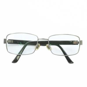 グッチ GUCCI 眼鏡 メガネ 度あり メタルフレーム スクエア ロゴ 53□17 シルバー色 /XZ ■GY11 メンズ