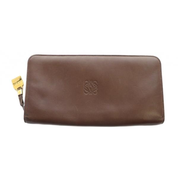 ロエベ LOEWE クラッチバッグ セカンドバッグ レザー ロゴ 茶 ブラウン ■GY11 /MQ ...