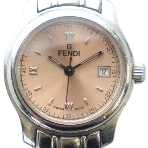 フェンディ FENDI 210L 腕時計 ウォッチ クォーツ ピンク文字盤 カレンダー付き デイト ...