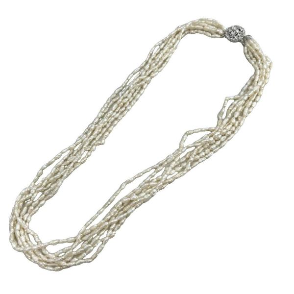 ネックレス シルバー925 真珠 淡水パール 7連 バロックパール 3mm 白 ホワイト /KW ■...