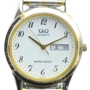 シチズン CITIZEN BB16-404 Q&Q 腕時計 ウォット クォーツ カレンダー付き 白文字盤 シルバー色 ゴールド色 ■GY18 /MQ メンズ