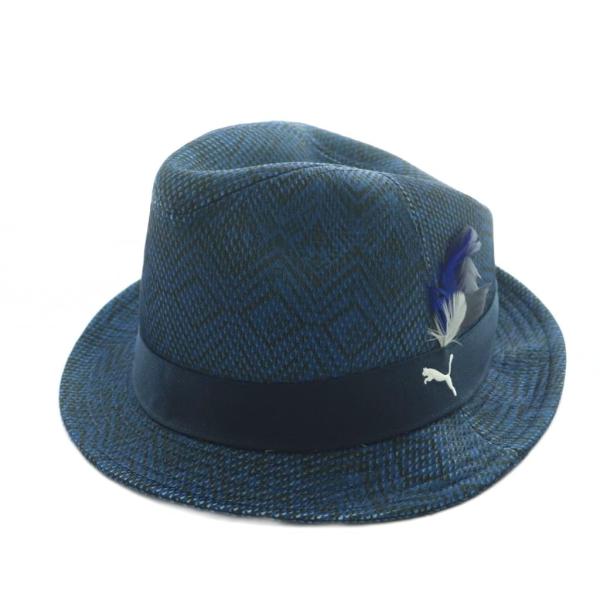 プーマ PUMA 中折れ帽 ハット 帽子 羽 ロゴ 青 ブルー /AQ ■OS ■GY18 メンズ