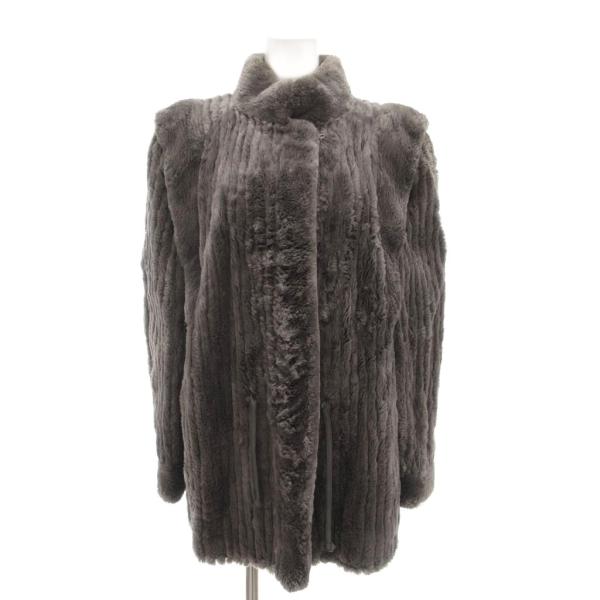 エンバ EMBA ファーコート 11-72 毛皮 ビーバーファー ミドル ハーフ丈 グレー /AE ...