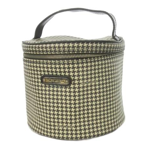 ラルフローレン RALPH LAUREN バニティバッグ メイクポーチ レザー 本革 黒 ブラック ...