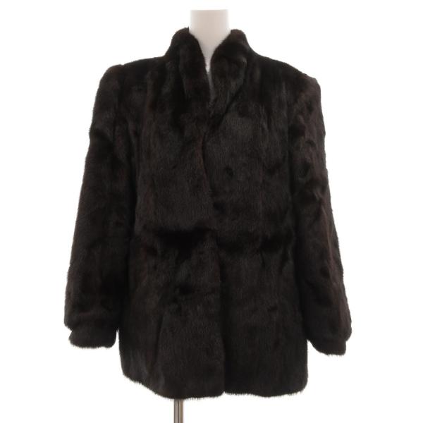 サガミンク SAGA MINK 銀サガ ミンクファーコート 毛皮 ミドル丈 ハーフ ダークブラウン ...