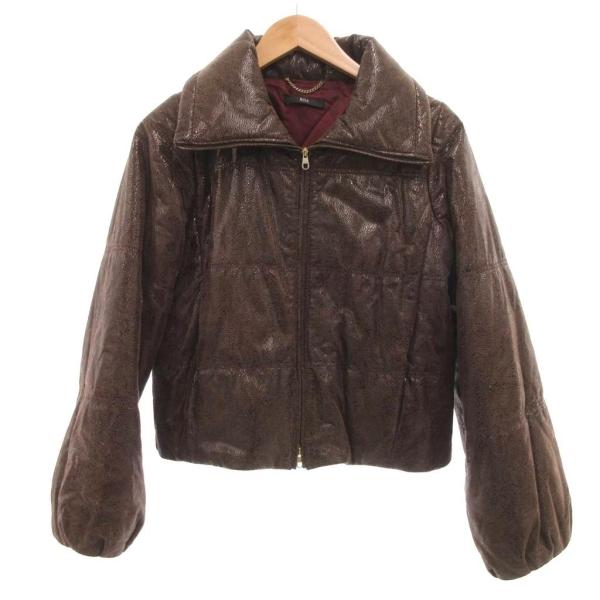 ヒューゴボス HUGO BOSS ジップアップブルゾン ボンバージャケット 山羊革 レザー 38 茶...