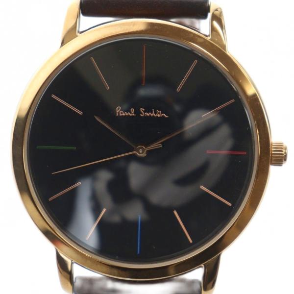 ポールスミス PAUL SMITH 1005  腕時計 ウォッチ クォーツ 黒文字盤 ロゴ レザーベ...