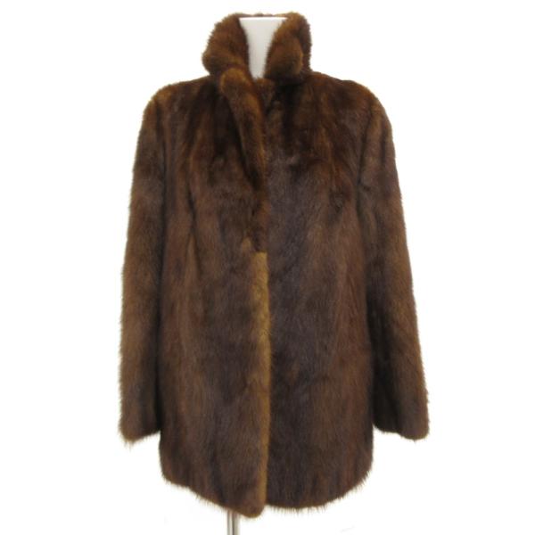 ノーブランド ミンクファーコート 毛皮 ミンク ハーフ 6 茶 ブラウン /JS ■GY11 レディ...