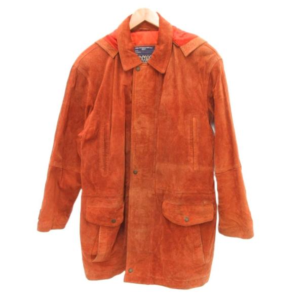 ミッドコースト MIDCOAST ジップコート ミドル丈 ピッグスエード レザー L オレンジ 茶 ...