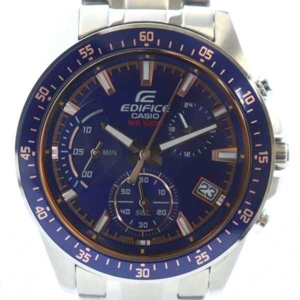 カシオ CASIO EDIFICE EFV-540 腕時計 ウォッチ クォーツ 青文字盤 ロゴ クロ...