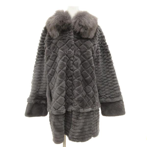 コーザノストラ COSA-NOSTRA レッキスファーコート 襟フォックス 毛皮 ミドル丈 ハーフ ...