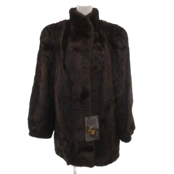 未使用品 タグ付き ミンクファーコート 毛皮 スタンドカラー 11 茶 ブラウン /FF ■GY18...