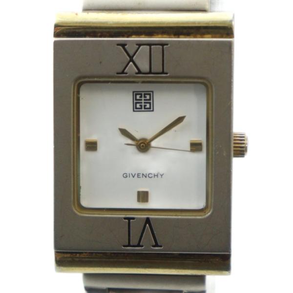 ジバンシィ GIVENCHY ジャンク品 腕時計 ウォッチ クォーツ スクエア 白文字盤 ロゴ シル...
